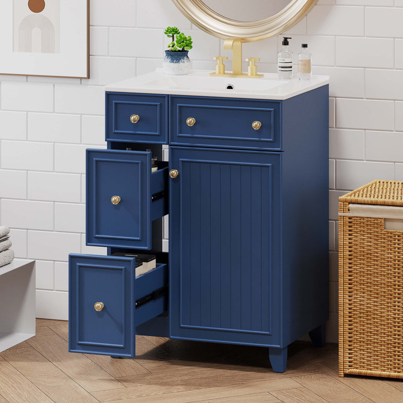 Wateday 24.00'' Single Bathroom Vanity Cabinet with Ceramic Sink | Wayfair